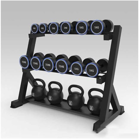 GCGC Hantelregal, Home 3 -Tier -Fitnessgeräteorganisator, Einstellbarer Abstand 60 Mm Bis 130 Mm, Hantellagerstange for Home -Fitnessstudio (nur Rack)