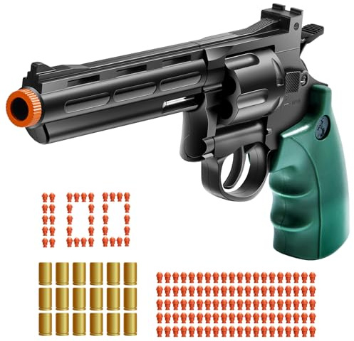 Revolver Toy Gun with 100 Soft Bullets,Gun Fidget Toy,Christmas Birthday Gifts for Boys Kids Adult Age 8+(Black)