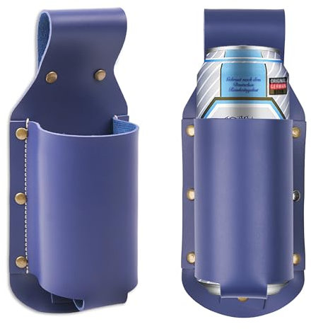 Czzmy Portabottiglie in pelle per cintura, porta bottiglie di birra, regalo per uomini, festa del papà, Natale, bevitori di birra/amanti, accessori per la birra per il viaggio, 1 blu, 1 pezzo