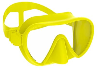 CQJJXKYC Tauchmasken Schnorchelmaske Rahmenlose Maske für Tauchen und Schnorcheln, perfekt versiegelter Silikonrock, Schwimmbrille aus gehärtetem Glas(Yellow)