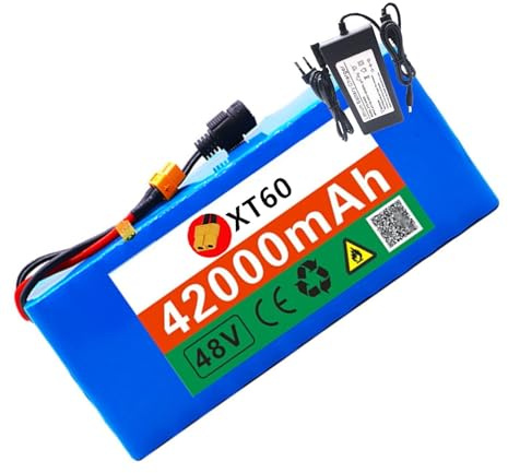 Batería de Bicicleta eléctrica de Litio Batería de Bicicleta eléctrica Batería 48v 42ah Paquete de batería de Iones de Litio 13S3P + Cargador XT60/T Plug XT60 Plug,48V 42Ah