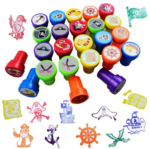 24 Stück Piraten Mitgebsel Stempel,Mitgebsel Kindergeburtstag,Pirates Deko Kindergeburtstag,Piratenschatz Geburtstag Party Deko, Kindergeburtstag Gastgeschenke,Geschenkboxen für Mädchen Jungen