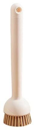 Jipersuo Dish Brush, Multifunction Scrub Pan Pot Cleaning Brush, Vertical Long Handle, White, Nylon Bristles, Suction Cup Tool, Kitchen ​​Kitchen cleaning brushes​​ (B, 26.5cm)