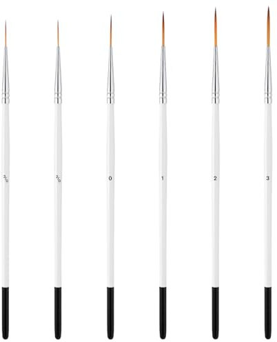 Schlepperpinsel Set, 6 Stück Feine Pinsel,(#3/0|#2/0|#0|#1|#2|#3)Feine Modellbau Pinsel, Malen Nach Zahlen Pinselset, Klein Dünnepinsel, Haarpinsel für Acrylmalerei, Nagel-Detailmalerei, Aquarell, Öl