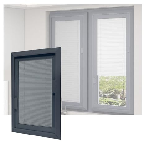 XILYZMO Persianas Puertas Ventana con Marco Elevado Paneles Vidrio, Persiana Inserto Vidrio Ventanas Fácil Instalación Marco Al RAS Puertas Persianas Adicionales para Interiores(130x100cm)