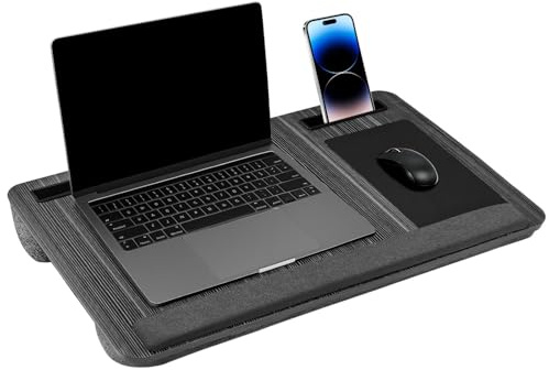 Plateau Ordinateur Portable, Support D'ordinateur Portable Lit et Canapé avec Coussin, Laptop Desk Convient à Un Ordinateur Portable jusqu'à 17.3 Pouces avec Support (Noir)