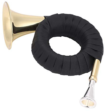 SPYMINNPOO Professionelles Messing-Mini-Bb-Jagdhorn-Set mit Exquisiter Handwerkskunst für Musikliebhaber, Leicht und Einfach zu Tragen, Golden 5,9 * 6,7 * 3,0 Zoll