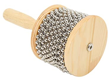 Jonlaki Cabasa de Madera Portátil para Niños – Instrumento Musical de Acero con Manivela para Enseñar Ritmo y Sonido, para Edades de 4 Años en Adelante (Kabasa Mediana)
