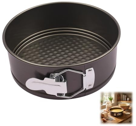 Generisch Molde desmontable con tapa, juego de 6 piezas de 22 cm, molde redondo de acero al carbono, revestimiento antiadherente, con cierre y base extraíble, molde para hornear pasteles