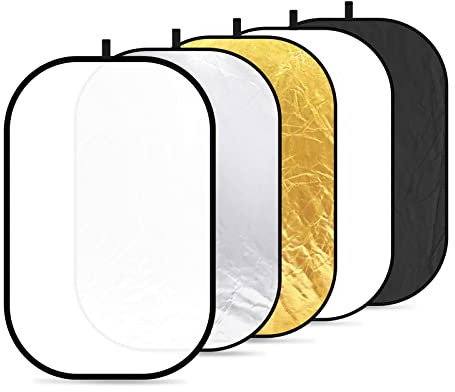 Neewer® Portable 5 in 1 120x180cm/47x71 Translucent, Silver, Gold, White, and Black Collapsible Round Multi Disc Light Reflector for Studio or any Photography Situation