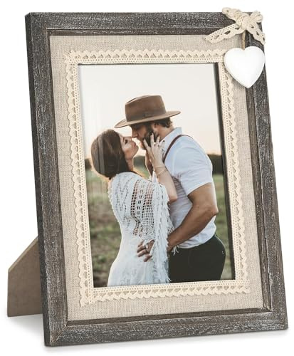 Afuly Cornice Foto 13x18 Legno Marrone Vintage Rustico Shabby Natura in Legno Massello Casa di Campagna Cornice per Foto Matrimonio Famiglia Regalocc