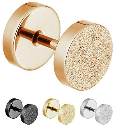 Treuheld® | 10mm Fake Plug Ohrstecker in Diamant Glitzer Optik | Roségold | Fake Tunnel Ohrring zum Schrauben für Damen + Herren | Chirurgenstahl