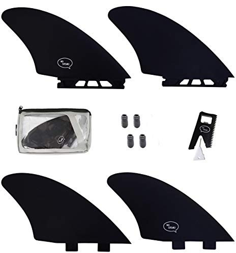 Ho Stevie! Surfboard Twin Fins (2 Fins) - Keel Fins for Fish Surf Boards [Twin Tab or Single Tab Sizes] (Black, Twin Tab)