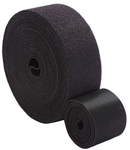50mm(2 Inch) Reusable Fastening Tape Cable Ties Double Side Hook and Loop Straps Cable Tie Wire Organizer for PC,TV, Hi-Fi System, HDMI/USB Cables Black 5 Yard