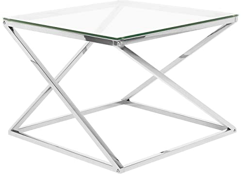 Beliani Moderner Couchtisch aus Glas mit Metallgestell in Silber Beverly