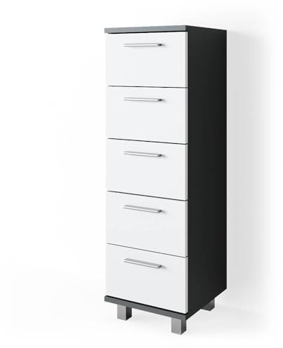 Vicco Badschrank Ilias, Anthrazit, 30 x 95 cm | zur Wandmontage geeignet und kombinierbar mit Ilias-Serie