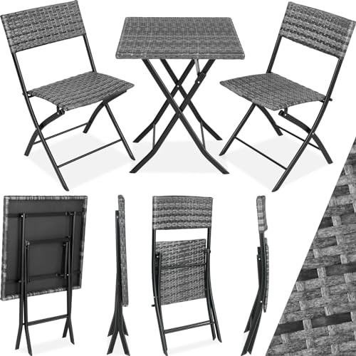 tectake 403197 Cafe Group Trevi in Rattan - Grey