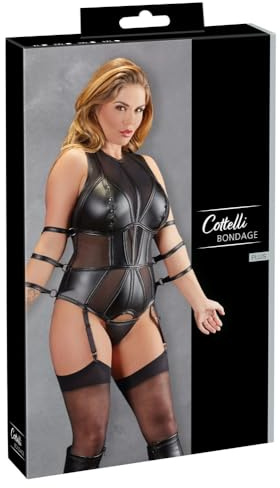 Cottelli BONDAGE Body - transparenter Fessel-Body für Frauen, schwarz, 307 g