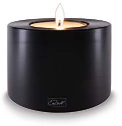 Qult Farluce Trend • Farbe Schwarz • ∅ 10 cm Höhe 8 cm • Teelichthalter in Kerzenform • Kunststoffkerze in Kerzenoptik • Mit Teelichteinsatz • inkl. 1 TLM16 Maxilight Teelicht (für ∅ 10 & 12 cm)