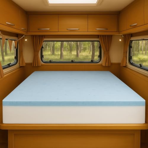 Foamma 2 x 36 x 72, Medium Firm with Gel Memory Foam (No Cover), Mattress Topper for RV Bunk, Camper, Truck & Travel Trailer, Back Support, CertiPUR-US Certified, Made in USA