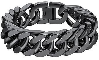 Richsteel Armband Herren Panzerkette Edelstahl Armbänder Herrenarmband | Silber/Schwarz/Gold Edelstahl Panzerarmband 6/8/12/17mm breit 19/21/23cm lang Cuban Gliederarmband Herrenschmuck Hip Hop