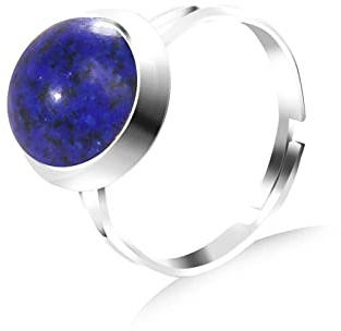WLLDDDIU Natürlicher Blauer Lapislazuli-Ring Kristall Runder Böhmen-Ring Verstellbarer Damen-Ring Mit Offenem Stein Reiki-Balance Knöchel-Finger-Ring Ewigkeitsring Für Frauen, Mädchen, Männer