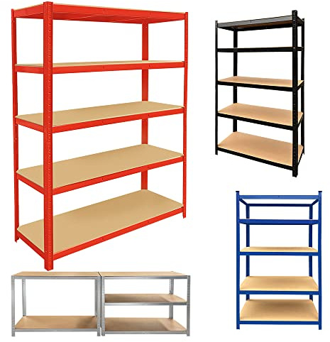 Heavy Duty Shelving Unit 5-Tier Storage Shelf with Adjustable Height, Corner Unit Storage Kitchen Tool Rack with Screw Free Installation,Garage Shelving Units with 1500H 700W 300D, (175KG Per Shelf)