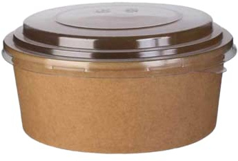 50 tarros de ensaladera redonda 1100 ml de cartón kraft marrón + 50 tapas para mascotas para el transporte y la venta para llevar alimentos fríos y calientes