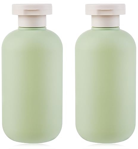 WLLHYF Lot de 2 flacons souples rechargeables en plastique avec bouchon à rabat - Accessoires de voyage pour shampooing, crèmes, lotion, après-shampoing - 200 ml