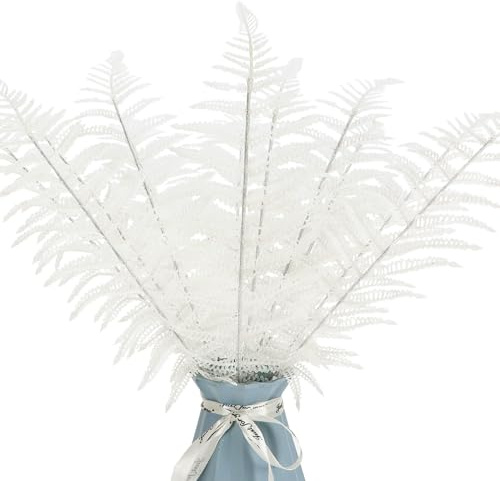 12 hojas de Navidad con purpurina, adornos de hojas de árbol de Navidad, decoración de hojas tropicales, hojas artificiales de Navidad, hojas de helecho con purpurina para decoración de árbol de