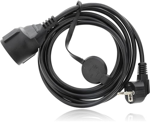 P4Y wasserdichtes Verlängerungskabel IPx4 mit abgewinkeltem Schukostecker, Steckdose gegen Erde Typ F, 3X1.5mm², 3 m, schwarz