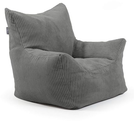 mokebo Kindersessel aus Cord 'Der Pausenheld' Made in Germany, Sitzsack für Kinder, Lesesessel, Sitzkissen fürs Kinderzimmer, Kindersitzsack mit Füllung, Sessel aus Cordstoff in Anthrazit