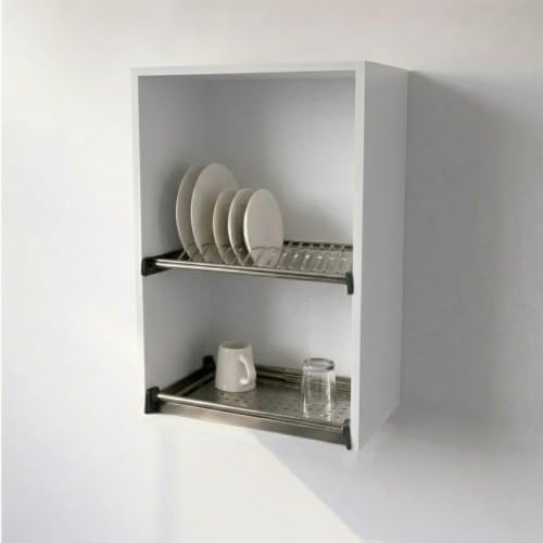 Alfredo Calandrelli Armario escurreplatos 72 x 60 x 33 cm con escurridor de acero inoxidable. Envío en kit (blanco)