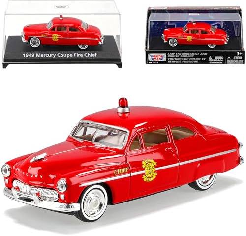 Motormax Ford Mercury Coupe Fire Chief Feuerwehr Rot 1949 1/43 Modell Auto