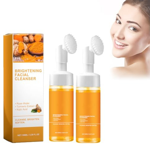 Dyceittdia 2pcs Nettoyant pour le Visage au Curcuma, Mousse Nettoyante au Curcuma, Nettoie la peau du Visage en Profondeur, Réduit les Marques d'acné, Nourrit et éclaircit la peau, 2pcs*100ml, cream3