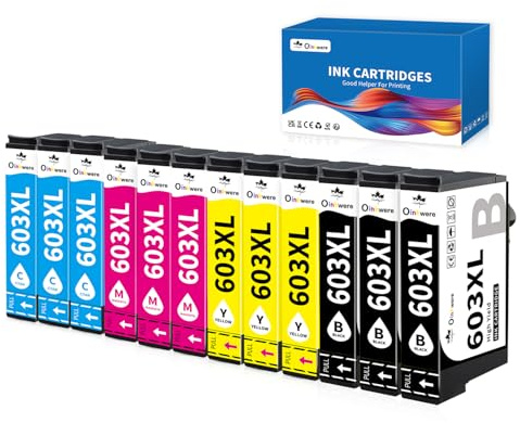 OINKWERE 12er-Pack 603XL Druckerpatronen Kompatibel mit Epson 603XL Multipack 603XL Patronen für Epson Expression Home XP-2100 XP-2105 XP-3100 XP-3105 XP-4100 XP-4105 Workforce WF-2810 WF-2830 WF-2835