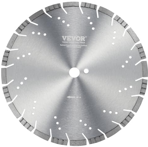 VEVOR Disque à Tronçonner Diamanté 350 mm, Disque Diamant Humide ou Sèche, Lame de Scie à Béton avec Dents Inclinées de 10 mm, Diamètre du Trou Central Universel 25,4 mm, pour Béton, Carrelage, Brique
