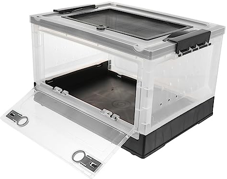 DRESSOOS Hamsterhaus Und Terrarium Aus Kunststoff Faltbarer Atmungsaktiver Kleintierkäfig Mit Separatem Ober Und Vorderteil Praktisches Zuchtgehäuse Für Kleine Haustiere