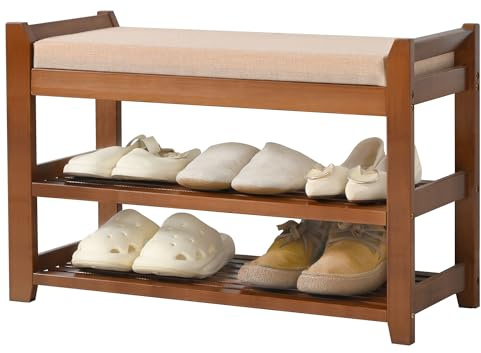 PETKABOO Schuhregal Bank mit Stauraum, 70,1 cm, Eingangsbank, Schuhaufbewahrung mit Kissen für Flur, Schlafzimmer, Wohnzimmer