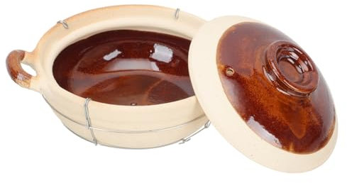 Cabilock Marmite à Ragoût 0,5 l En Terre Cuite Blanche Résistante Haute Température Couvercle Perforé Pour Cuisson Équilibrée, Cocotte Cuisine Domestique Soupe, Nouilles, Ragoûts Single Poignée
