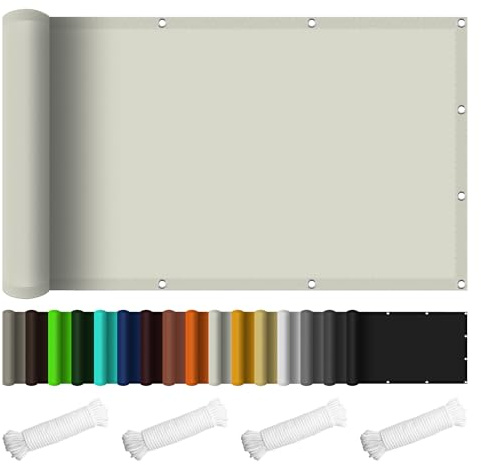 Tenda da Sole per Esterno 150 x 500 cm Anti UV 98% Parasole Telo Ombreggiante con Corde e Occhiello per Terrazza Campeggio Giardino, bianco