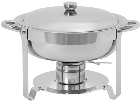 Tagtuell 2 Set Dish Edelstahl Warmhaltebehälter, 4.5L Speisenwärmer Mahlzeit Herd, Runder Speisewärmer, Suppenwärmer für Catering Buffet Party