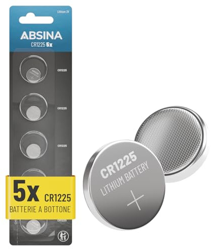 ABSINA CR1225 knappcell 3V litium | 5-pack - CR 1225 3 Volt läckagesäker & lång hållbarhet