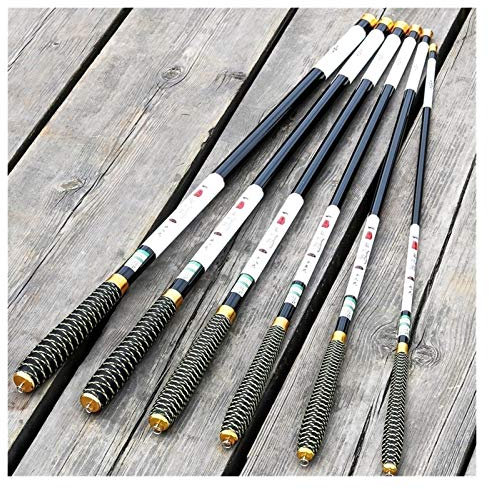 GBSONGJIN Angelrute,Stipprute 3.6 4.5 5.4 6.3 7.2 Meter Stream-Hand Pol Carbon-Faser-Casting Teleskop Angelrute Fisch Tackle(White,5.4 m)