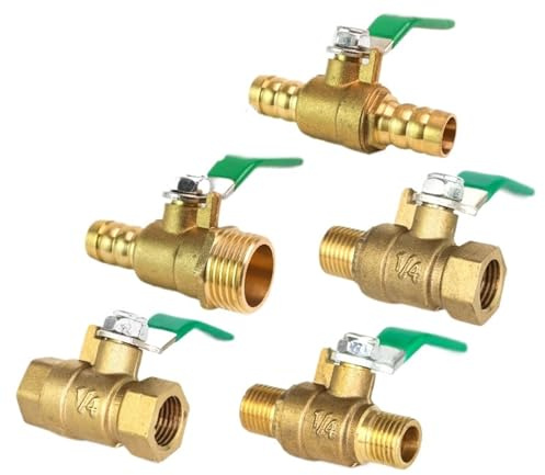 MEXEWORD 1/8 1/4'' 3/8'' 1/2'' Female/Male Thread Brass Valve Brass small ball valve Connector Joint Copper Pipe Fitting Coupler Adapter(DN10 M-F)