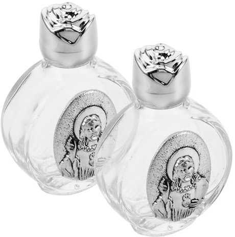 Botella de Vidrio en Relieve Religiosa 15ml, 2 Piezas