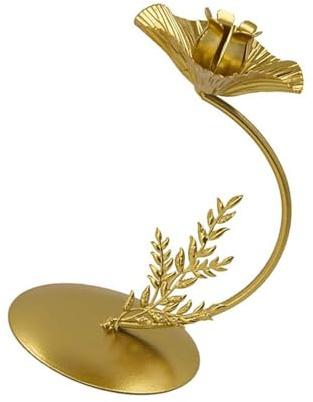 Supporto in metallo dorato con elegante candeliere affusolato in ferro a forma di fiore per aggiungere un tocco romantico allo spazio
