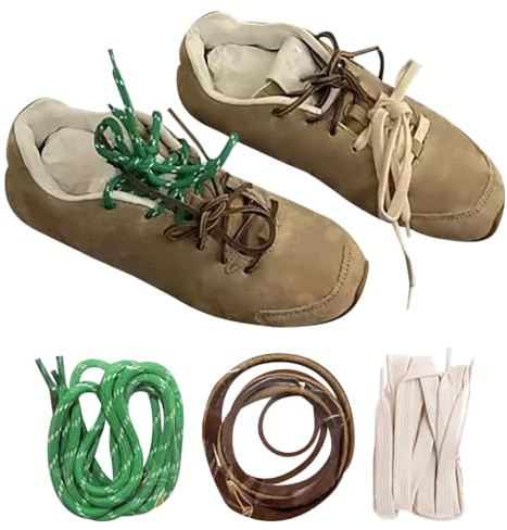 FSSTUD 2 paia di lacci per scarpe in corda di colore misto, a pois, piatti in pelle, di ricambio, alla moda, eleganti lacci per scarpe da ginnastica, rotondi e sportivi, per donne e uomini, colore