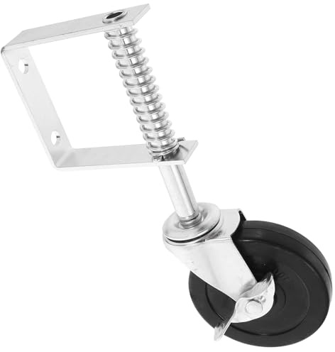 BELLIFFY Gefederte Torrolle Schwerlast Gummirad mit Stoßdämpfung Einsetzbar für Metall Holz Hoftore Robust Stützrad mit Universalbefestigung für Gewerbe und Privatbereich