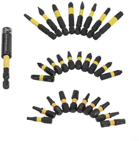 Juego de 29 puntas de destornillador con soporte magnético de 75 mm para destornillador de impacto y taladro, kit de brocas de potencia incluye caja de almacenamiento